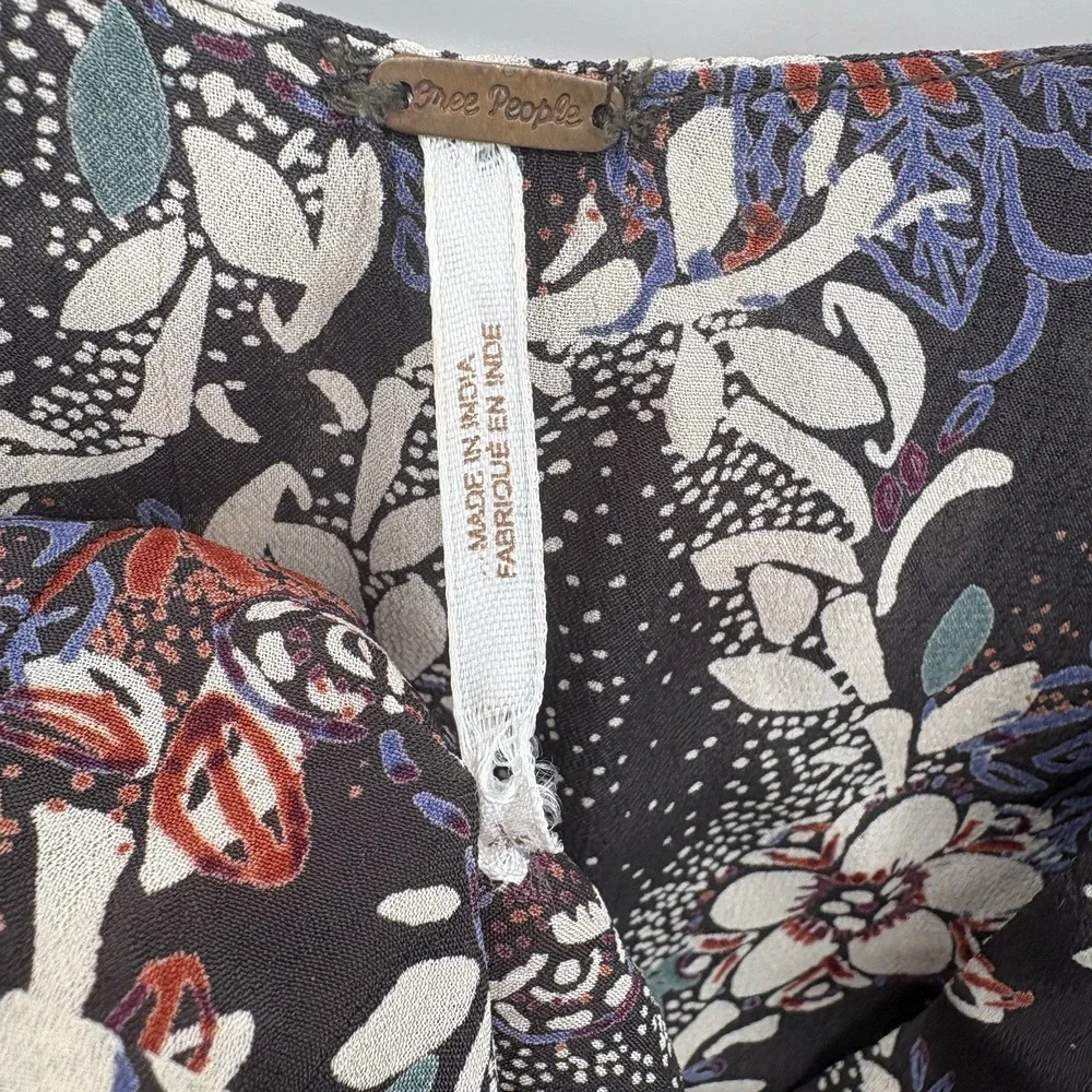 Free People Dress Womens Large Mini Tunic Stealing Fire Printed Boho Bohemian 3G
